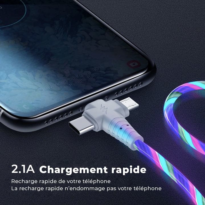 Câble de Recharge lumineux - 3 en 1